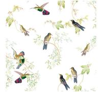 Yes-Online Hummingbird Wallpaper White Green Yellow Paste The Wall Vinyl Natural Trees