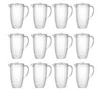 Yes-Online Pack Of 12 - 2 Litre Drink Pitcher Jug Indoor Outdoor Summer Dining Picnic Party Tableware Clear Plastic Dimple Effect With Lid