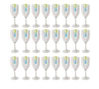 Yes-Online Pack Of 24 Wine Goblets Drinks Glasses Modern Dimple Effect Reusable Plastic Outdoor Party Summer Bbq Cups Bulk Wine Glasses