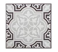 Yes-Online Pack Of 4 Mediterranean Brown, Grey White Vinyl Floor Tiles Peel Stick 1Ft X 1Ft Tiles With Geometric Mosaic Crest Pattern