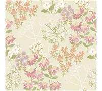 Yes-Online Pretty Floral Wallpaper Cream Pink Purple Watercolour Flowers Feature Wall