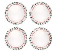 Yes-Online Set Of 4 Dinner Plates Joy Range Porcelain Festive Christmas Dinner Setting Decor