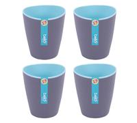 Yes-Online Set Of 4 Two Tone Plastic Tumblers Reusable Camping Summer Party Bbq Caravan Cups Glasses
