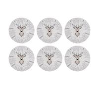 Yes-Online Set Of 6 Christmas Charger Plates White And Grey Stag Design Xmas Lunch Dinner Table Decoration Reusable