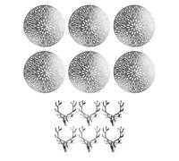 Yes-Online Set Of 6 Christmas Dinner Placemats & Silver Stag Napkin Rings Table Decor