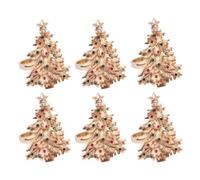 Yes-Online Set Of 6 Deluxe Gem Christmas Tree Napkin Rings Xmas Dinner Table Decoration Ring Buckle Festive Setting Serviette Holder