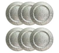 Yes-Online Set Of 6 Embossed Silver Charger Plates