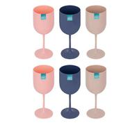 Yes-Online Set Of 6 Plastic Wine Goblets Cups Summer Juice Cocktails Picnic Dining
