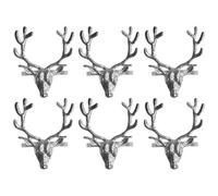 Yes-Online Set Of 6 Stag Head Napkin Rings Silver Christmas Tableware Decoration Festive
