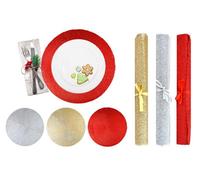 Yes-Online Silver Mesh Place Mats Washable Heat Resistant Non Slip Christmas Table-Mat With Table Runner
