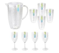 Yes-Online Summer Bbq Garden 9Pc Drinks Set Tumblers Wine Goblets Pitcher Outdoor Party Tableware Jug Glasses Cups