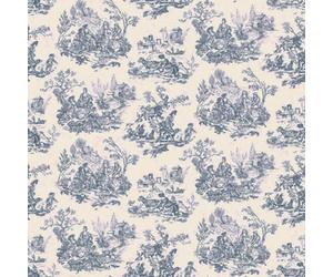 Yes-Online Toile De Jouy Navy Wallpaper Country Animal Print Traditional Feature Wall