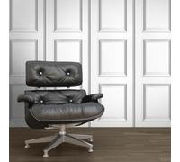 Yes-Online Wood Effect Wallpaper Wooden Panel Frame Realistic Modern White Grey Debona