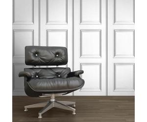 Yes-Online Wood Effect Wallpaper Wooden Panel Frame Realistic Modern White Grey Debona