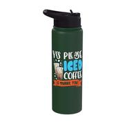 Yes Please iced Coffee & Thank You - Iced Coffee Stainless Steel Insulated Water Bottle