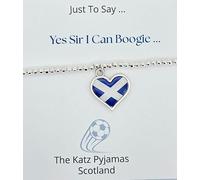 Yes Sir I Can Boogie Scottish Saltire Heart Charm Bracelet, Scotland, Grassroots/League/National Football, Player of the Match, Tartan Army. Double sided Charm. Gift packaging. Keepsake Gift.
