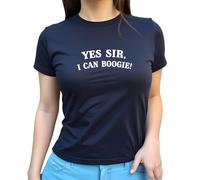 Yes Sir I Can Boogie Womens Scottish Baby Tee Ladies European Footy Supporter Scotland Short Top Football Fan, S, Navy