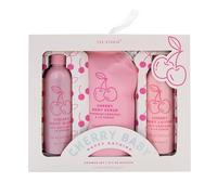 Yes Studio Cherry Baby Happy Bathing Shower Set - Cleanse, Exfoliate & Moisturise with Body Wash, Body Scrub & Body Lotion, 450ml - Cherry Scented Bath Gift Set for Smooth, Soft Skin