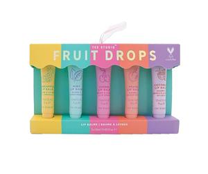 Yes Studio Fruit Drops Lip Balm Gift Set, 5 x 12ml, Cruelty Free, Pineapple Mint Cherry Peach Coconut