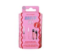 Yes Studio Nailed It Manicure Set - 5 Piece Nail Care Kit with Nail Scissors, Large & Small Nail Clippers, Nail File, Travel Manicure Set in Pink Case with Cherry Print Lining