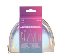 Yes Studio Nailed It Manicure Set of 7 Nail Care Beauty Tools in Holographic Travel Case