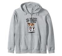 Yes, the crazy Fox Terrier is Mine Cartoon Pet Dog Breed Zip Hoodie