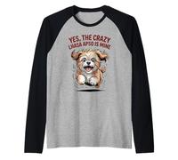 Yes, the Crazy Lhasa Apso is Mine Cartoon Pet Toy Dog Breed Raglan Baseball Tee