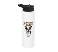 Yes, the Crazy Toy Fox Terrier is Mine Amertoy Pet Dog Breed Stainless Steel Insulated Water Bottle