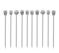 YES Time Skull Cocktail Picks Martini Picks Reusable Olive Picks Garnish Skewer Fruit Toothpicks pack of 10 (Antique silver)