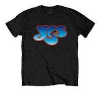 Yes T Shirt Classic Blue Band Logo Official Mens Black S