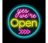 Yes We Are Open Neon Light Dimmable Sign Led Open Neon Wall Decor USB Powered Illuminated Business Sign for Business Gift Shop Restaurant Bar Salon Cafe Club Store(14.96"*14.96")