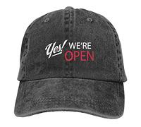 Yes We're Open Unisex Cowboy Caps Low Profile Baseball Cap Adjustable Casual Hat Sun Hats for Running Hip Hop Fishing