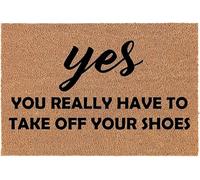 Yes You Really Have to Take Off Your Shoes Non Slip Rubber Backed Entryway Rugs for Indoor Outdoor Entrance Floor Door Mat Dries Quickly Kitchen Mat Natural Durable Easy to Maintain 30x18 Inch