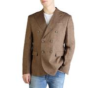 Yes Zee Mens Brown Linen Double Breasted Blazer - Tan - Size EU 44 (Mens)