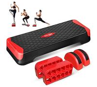 Yes4All 2-in-1 Adjustable Aerobic Stepper with Extra Half Round Legs for Home Workout, Step Exercise & Balance Training - Red