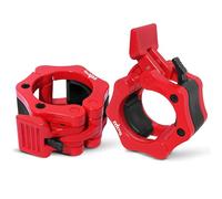 Yes4All 2 Inch Barbell Clamps Pair, Pro Lockjaw Collar Set for Olympic Bar, Quick Release Weight Plate Locks Dumbbell Clips for Weightlifting Training Exercise, and Strength Training (Red)