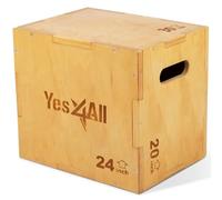 Yes4All 3 in 1 Wooden Plyo Box - Natural - 30 x 24 x 20, Wood Basic