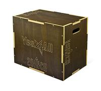 Yes4All 3 in 1 Wooden Plyo Box, Plyometric Box for Home Gym and Outdoor Workouts - Moss Brown - 24 x 20 x 16