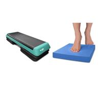 Yes4All Adjustable Aerobic Stepper Exercise Platform & Foam Exercise Pad/Balance Pads for Physical Therapy and Balance Exercises, Suitable for Home, Work, Rehabilitation (Blue - Large)