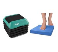 YES4ALL Adjustable High Step Aerobic Platform, 16'' x 16'' Step & Foam Exercise Pad/Balance Pads for Physical Therapy and Balance Exercises, Suitable for Home, Work, Rehabilitation (Blue - Large)