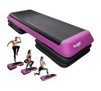 Yes4All Adjustable Workout Aerobic Exercise Step Platform Health Club Size with 4 Adjustable Risers Included and Extra Risers Options - Pink Black