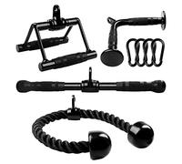Yes4All Combo Workout Cable Attachments Set, Tricep Rope Press Down/Cable Attachments for Gym, Black