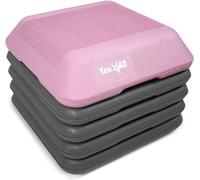 Yes4All CXKW 40.6 x 40.6 cm Adjustable High Step Aerobic Platform with 4 Risers (Pink-Grey)