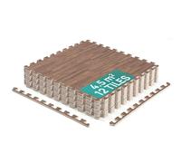 Yes4All EVA Interlocking Mats, Puzzle Floor Tiles, Foam Floor Padding with Border for Furniture, Home Space, Living Room, Garage - Dark Walnut Wood, 4.46 m2