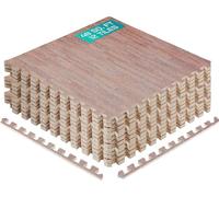 Yes4All EVA Interlocking Mats, Puzzle Floor Tiles, Foam Floor Padding with Border for Furniture, Home Space, Living Room, Garage - Dark Walnut Wood, 4.46 m2