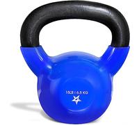 Yes4All KLD1 Vinyl Coated Cast Iron Kettlebell, Kettle Bell Weights Set - Blue Kettlebells, 6.8 kg
