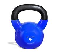 Yes4All KVWK Vinyl Coated Cast Iron Kettlebell, Kettle Bell Weights Set - Blue Kettlebells, 15.8 kg