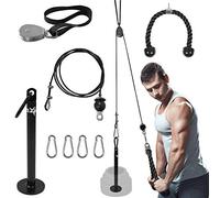 Yes4All LRKD LAT Pulley System with Plate Loading Pin & Pull Down Tricep Rope - Ultimate Cable Pulley Attachments for Standard & Olympic Weight Plates
