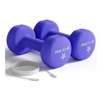 Yes4All Neoprene Dumbbells, Hand Weights Sets of 2, Convenient Type C Cable Included, 2-20 Lbs, Comfortable Grip for Confident Home Workout, Anti-Slip Neoprene Coating with Anti-Roll Hex Design, 20LB