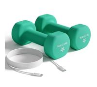 Yes4All Neoprene Dumbbells, Hand Weights Sets of 2, Convenient Type C Cable Included, 2-20 Lbs, Comfortable Grip for Confident Home Workout, Anti-Slip Neoprene Coating with Anti-Roll Hex Design, 5LB